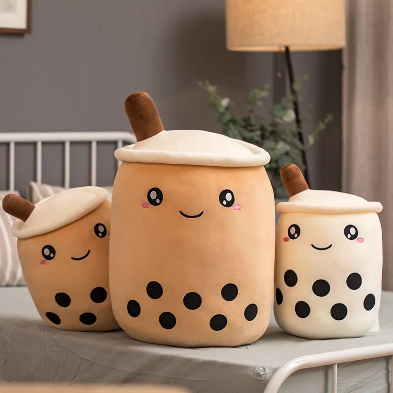 Cute Boba Milk Tea Plushie Toy Soft Stuffed Latte Americano Coffee Taste Milk Tea Hug Pillow Balls Bubo Tea Cup Cushion For Kids