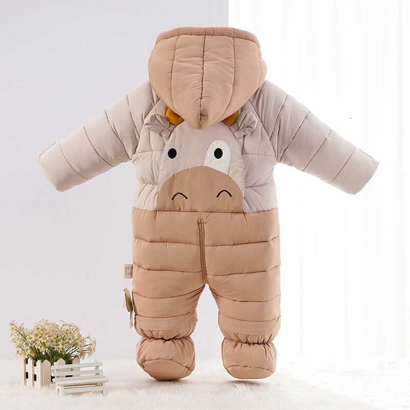 -30 degrees Russian Cartoon Winter Overalls Baby Jumpsuit Snow Wear Clothing