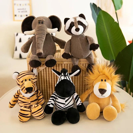 25cm 35cm Super Cute Stuffed Toys for Kids Sleeping Mate Jungle Animals Dolls Elephant Dog Tiger Fox Lion Giraffe Raccoon Monkey