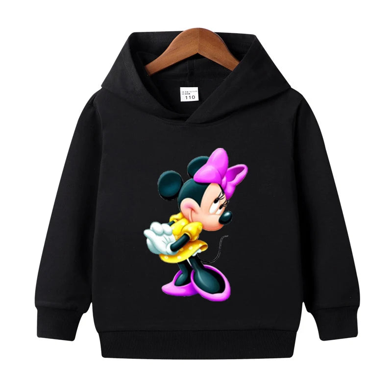 1-8 Years Kids Cartoon Hoodies Spring Boys Girls Minnie Mickey Sweatshirts Children Disney Casual Hooded Tops Infant Clothes