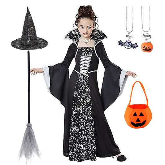 2023 Halloween Fairy Girl Cosplay Witch Dress Clothing Set Vampire Drama Masquerade Stage Performance Costumes