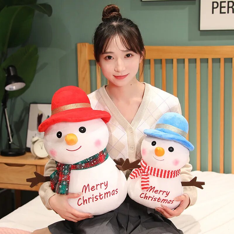 1pc 25/35/45CM Lovely Snowman Plush Toys Soft Stuffed Animal Doll Soft Christmas Decoration Pillow Doll For Children Kids Gifts