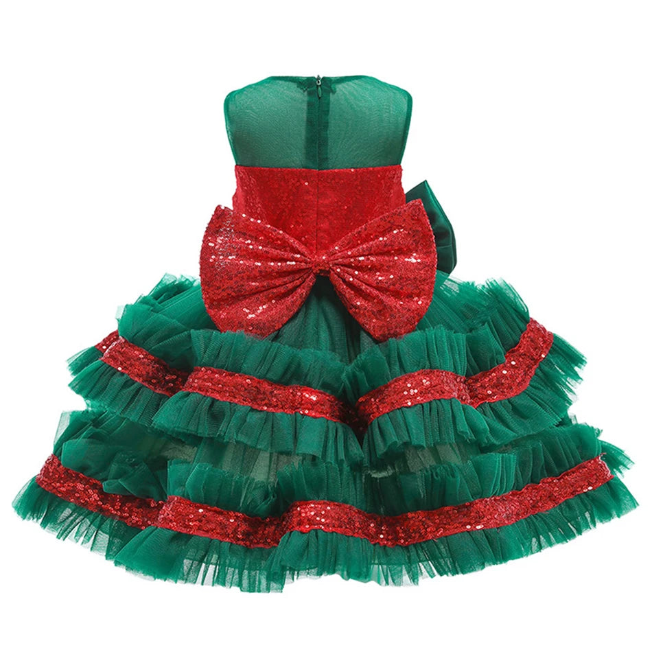 0-5Y Christmas Halloween Baby Girls Tutu Dress Children Casual Princess Dresses Santa Claus Xmas Tree Kids Party Prom Clothing