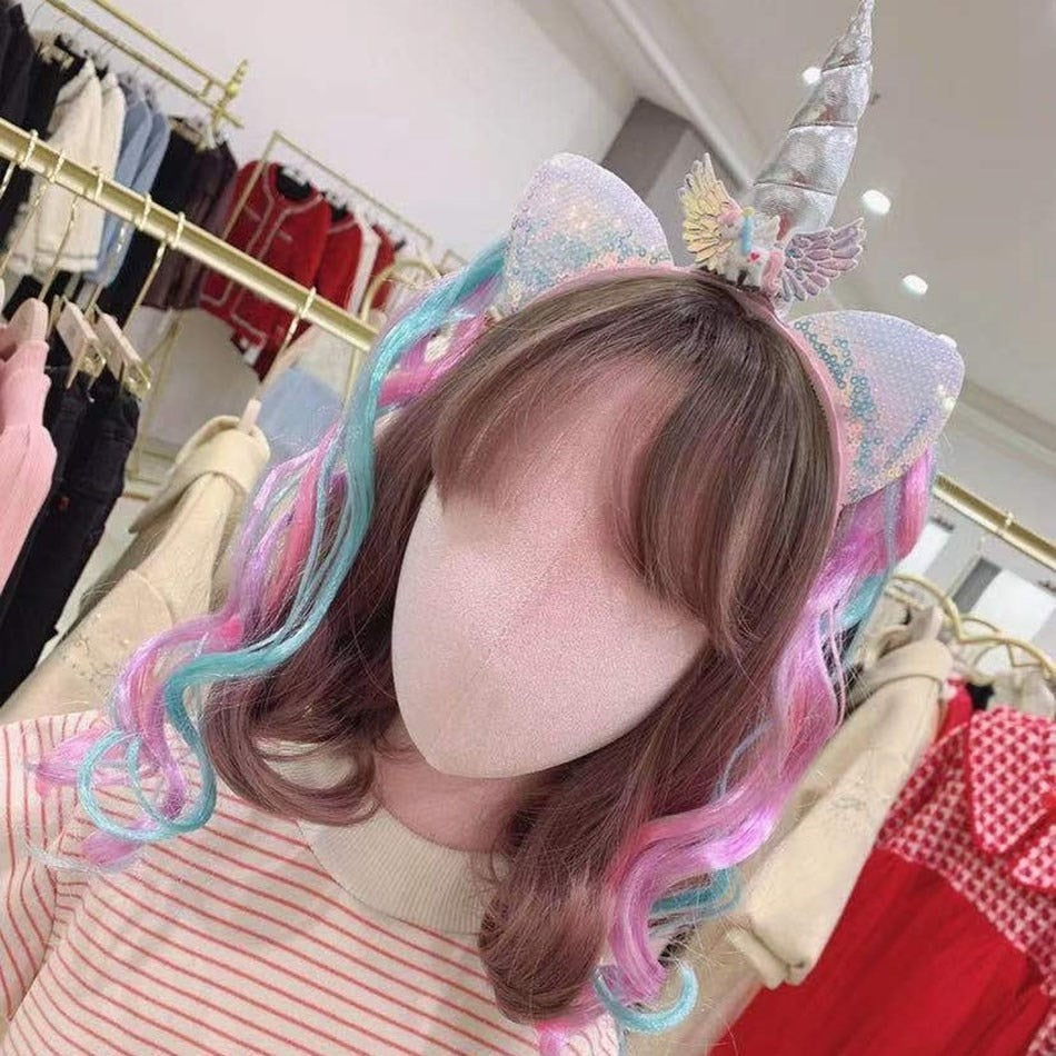 Girl Headband Kids Candy Color Sparkle Sequins Unicorn Braid