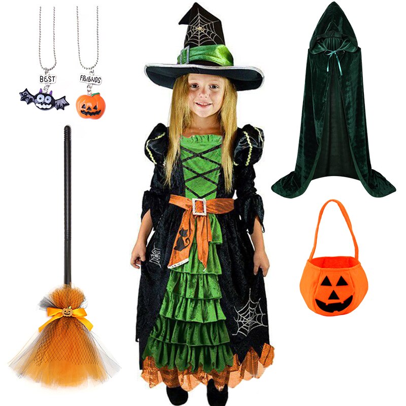 2023 Halloween Fairy Girl Cosplay Witch Dress Clothing Set