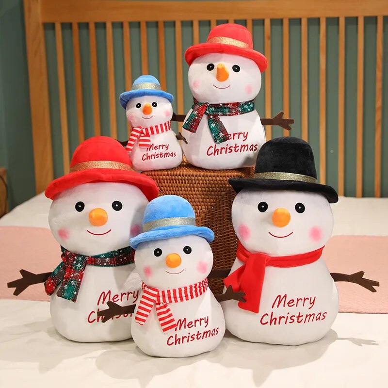 1pc 25/35/45CM Lovely Snowman Plush Toys Soft Stuffed Animal Doll Soft Christmas Decoration Pillow Doll For Children Kids Gifts