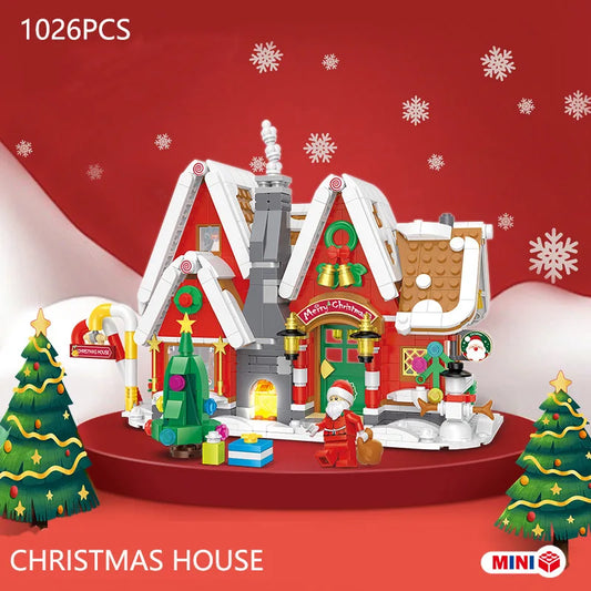 1026PCS Merry Christmas Christmas House Building Blocks DIY Doll House New Year Santa Claus Children Gifts Christmas Decoration