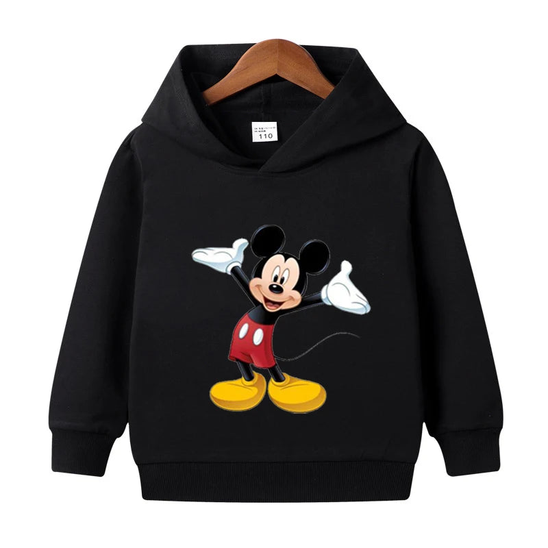 1-8 Years Kids Cartoon Hoodies Spring Boys Girls Minnie Mickey Sweatshirts Children Disney Casual Hooded Tops Infant Clothes