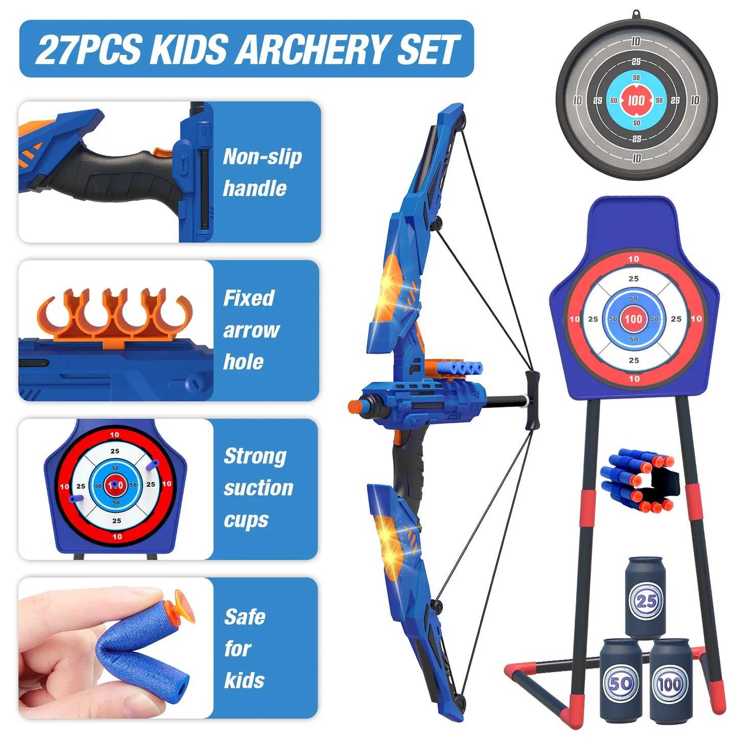 Kids Bow and Arrow Light-up Archery Set Toys Gifts for 3-12 Years Old kids