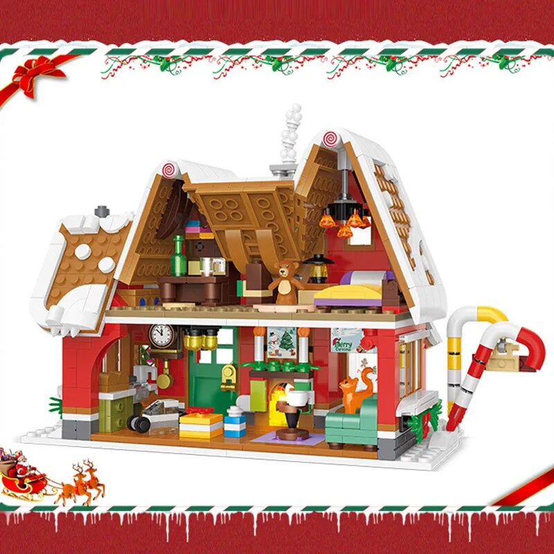 1026PCS Merry Christmas Christmas House Building Blocks DIY Doll House NewYear Santa Claus Children Gifts Christmas Decoration