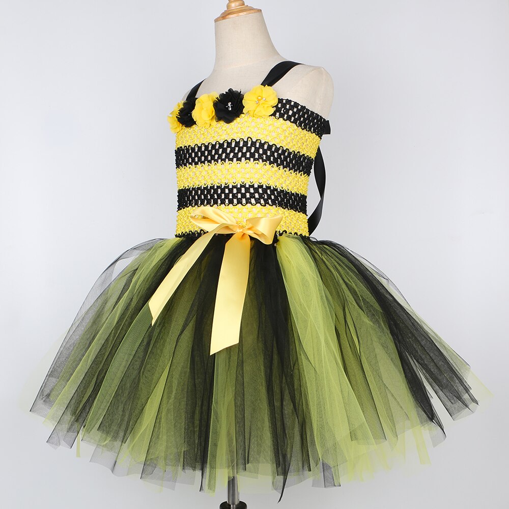 Little Bee Tutu Dress for Girls Halloween Cosplay Costume Tulle Holiday Party Honeybee Dress Up