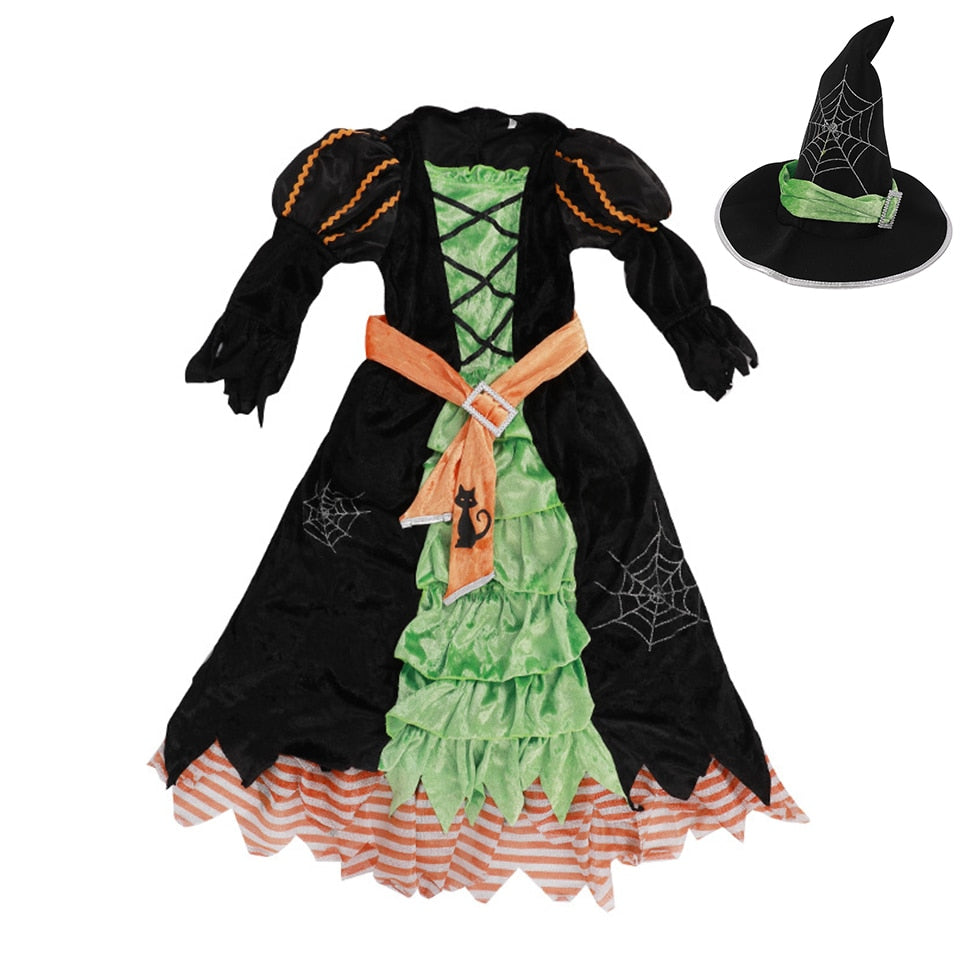 2023 Halloween Fairy Girl Cosplay Witch Dress Clothing Set
