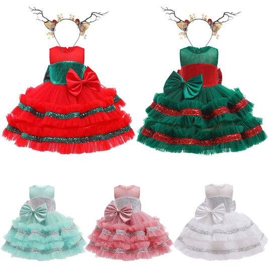 0-5Y Christmas Halloween Baby Girls Tutu Dress Children Casual Princess Dresses Santa Claus Xmas Tree Kids Party Prom Clothing