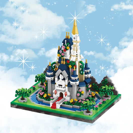 Princess Castle Building Blocks Model Set Pink Blue Church City Classic Cartoon Bricks Construction Toys Adult Home Decorations