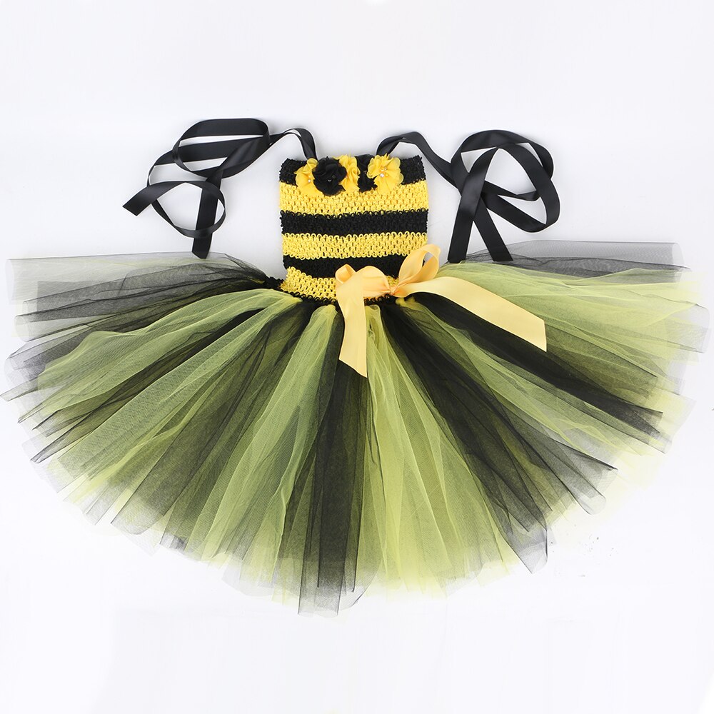 Little Bee Tutu Dress for Girls Halloween Cosplay Costume Tulle Holiday Party Honeybee Dress Up