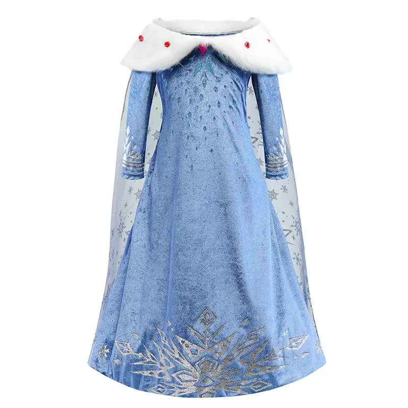 Disney New Winter Frozen Elsa Brave Princess Merida Cosplay Costume Girls Velvet Thick Warm Dress Clothing for Children Kids