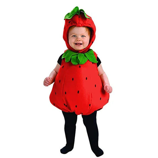 2024 Baby Boy Girl Clothes Cartoon Strawberry Fruit Halloween Cosplay Costume Newborn Outfit Christmas Infant Clothing Set 4PCS