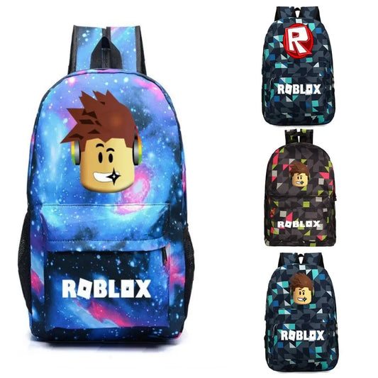 Roblox School Bag Lattice Backpack Primary and Middle School Students Schoolbag Boys Girls Anime Cartoon School Bag Mochila