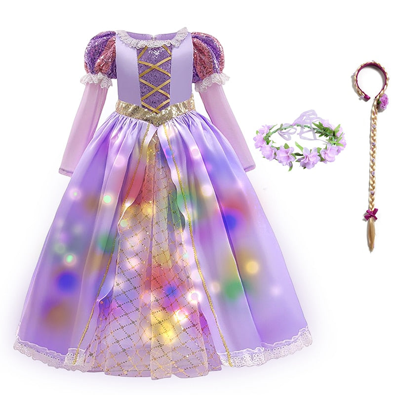 Disney Little Mermaid Ariel Princess Dresses Led Light Up Kids Costume