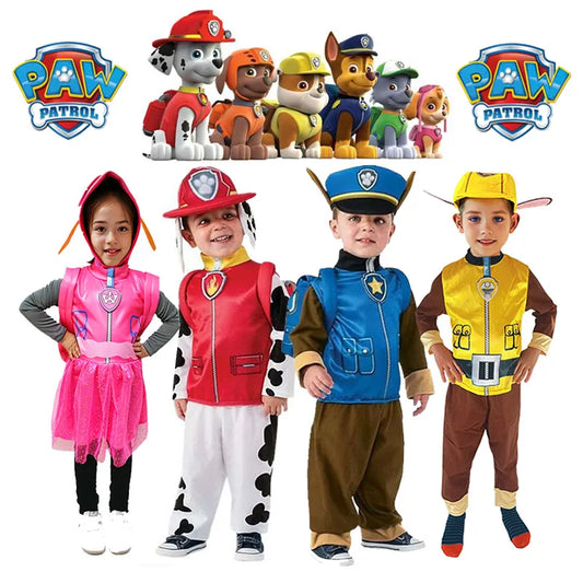 Carnival Kids Paw Patrol Costume Cosplay Marshall Chase Skye Rubble With Schoolbag Children Boys Girls Birthday Party Clothing