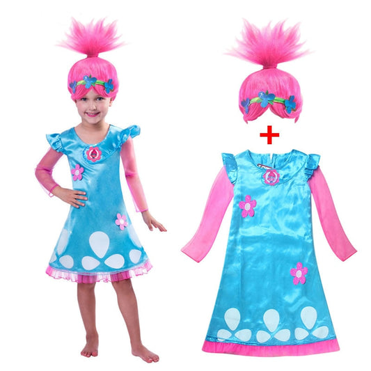 Baby Girls Dress Trolls Poppy Cosplay Costumes for Halloween