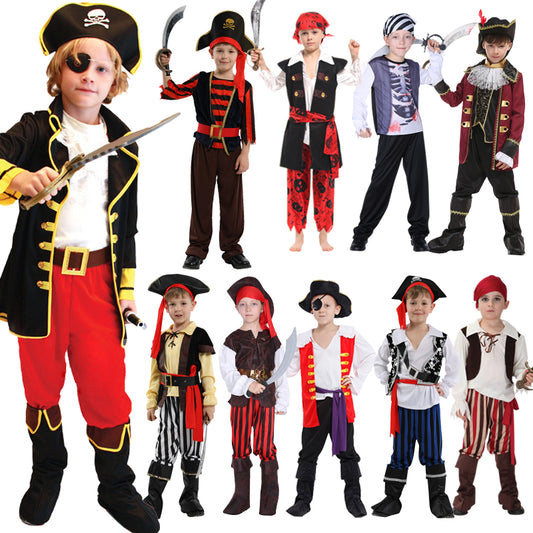 Pirate of Caribbean Children Halloween Costume with Attached Shoes Cover Belt