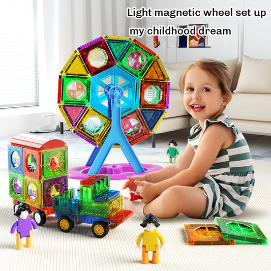 43/55/56PCS Magnetic Building Tiles 3D Building Blocks Construction Set for Early Learning