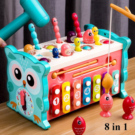 Baby Montessori Toys Fishing Owl Cube 0 6 12 Months Learning Educationa Game Set with Music