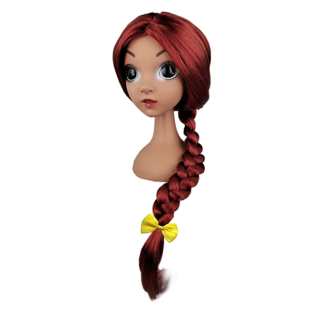 Disney Frozen Princess Girls Anna Elsa Cosplay Wig Kids Little Mermaid Ariel Red Wig Jasmine Rapunzel Belle Hair Accessories