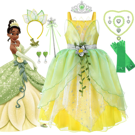 Disney Princess Tiana Kids Cosplay Dress for Party