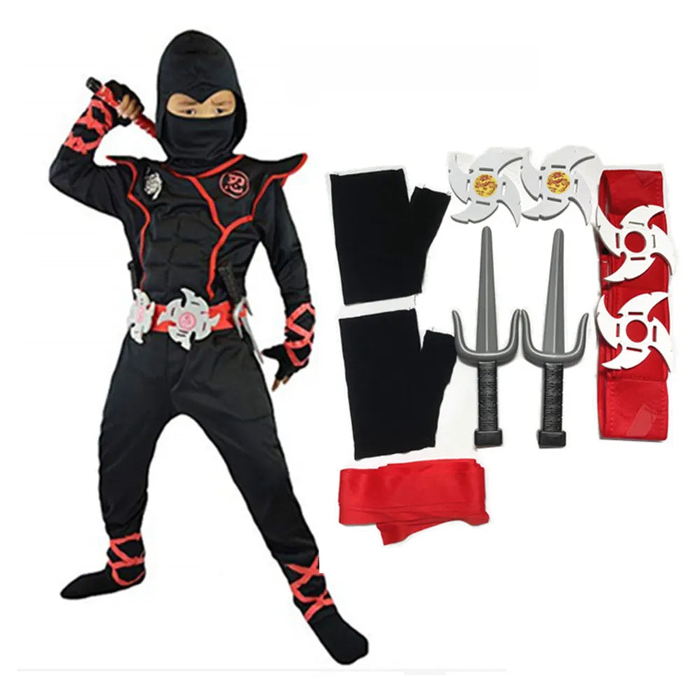 Kids Costume Ninja Cosplay Boys Girls Birthday Party Fancy Dress Children Carnival Swordsman Warr Suit Clothing