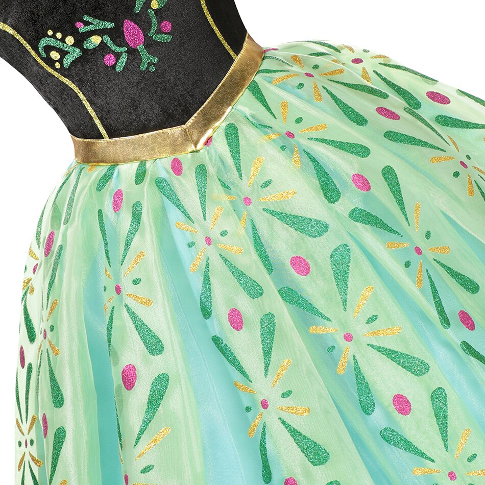 Disney Frozen Snow Queen Anna Dress Girls Cosplay Princess Costume Kids Halloween