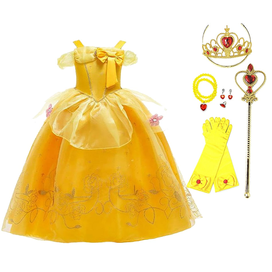 Kids Princess Dresses Girls Belle Party Costume