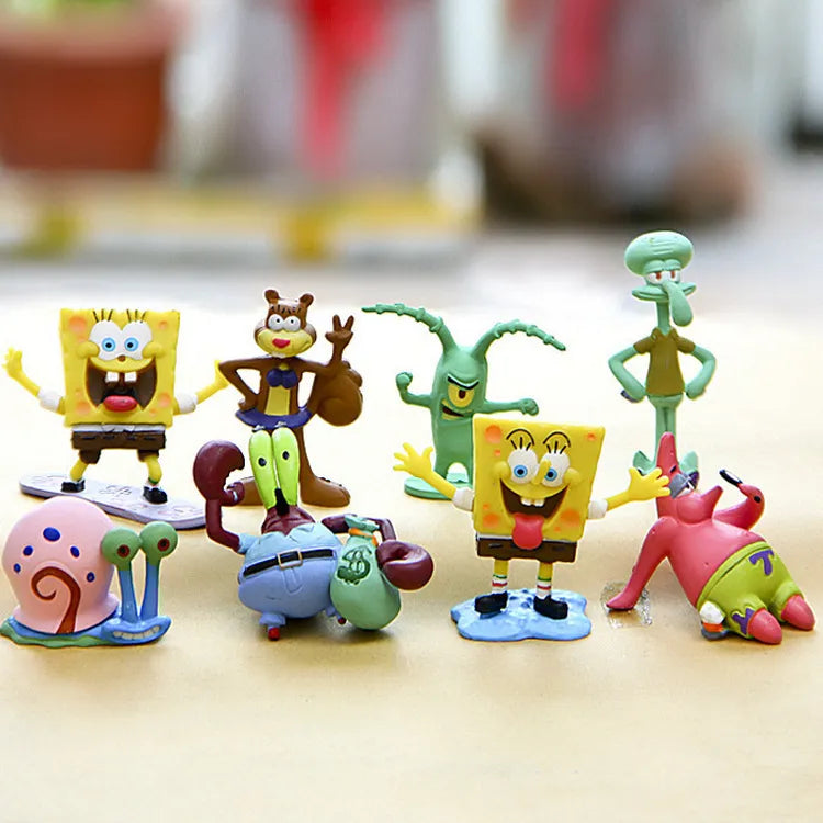 8pcs TAKARA TOMY Kawaii Patrick Star pvc Model  Action Figure Dolls Vinyl Classic Toys for Kids Birthday New Gifts