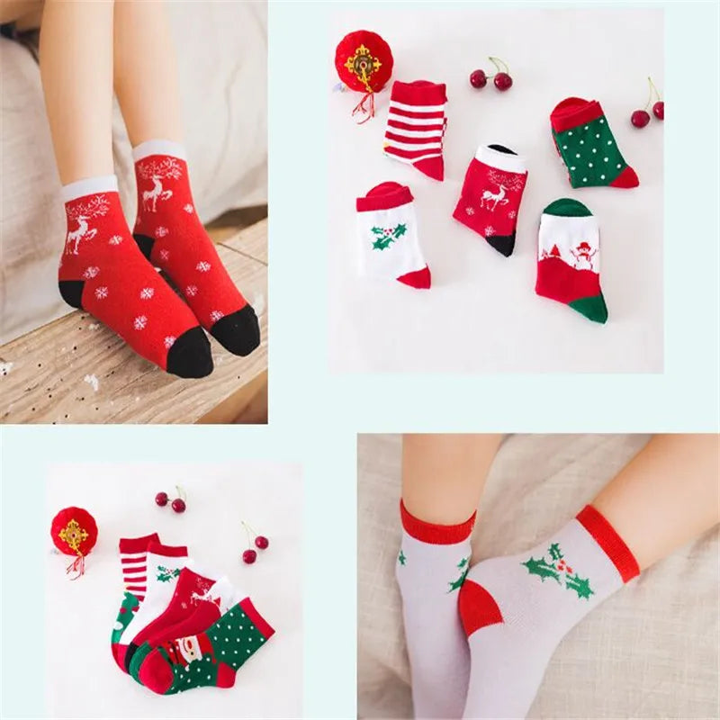 5Pairs/lot Christmas Kids Socks For Girls Boys Cotton Children's Socks Fashion Autumn Winter Baby Boy Girl Sock New Year Gift