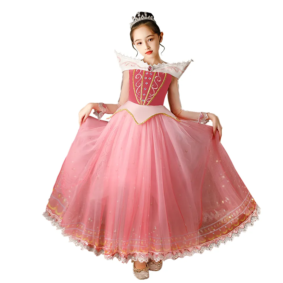Girls Sleeping Beauty Costume Aurora Princess Dress Up Clothes Cosplay  Birthday Halloween Outfit