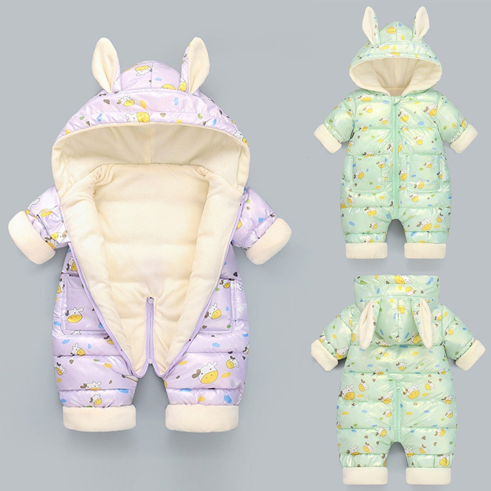 2023 Winter warm Infant Overall Children toddler Girl Thicken Clothes Hooded clothing Baby costume Boy Jumpsuit kids Romper -30