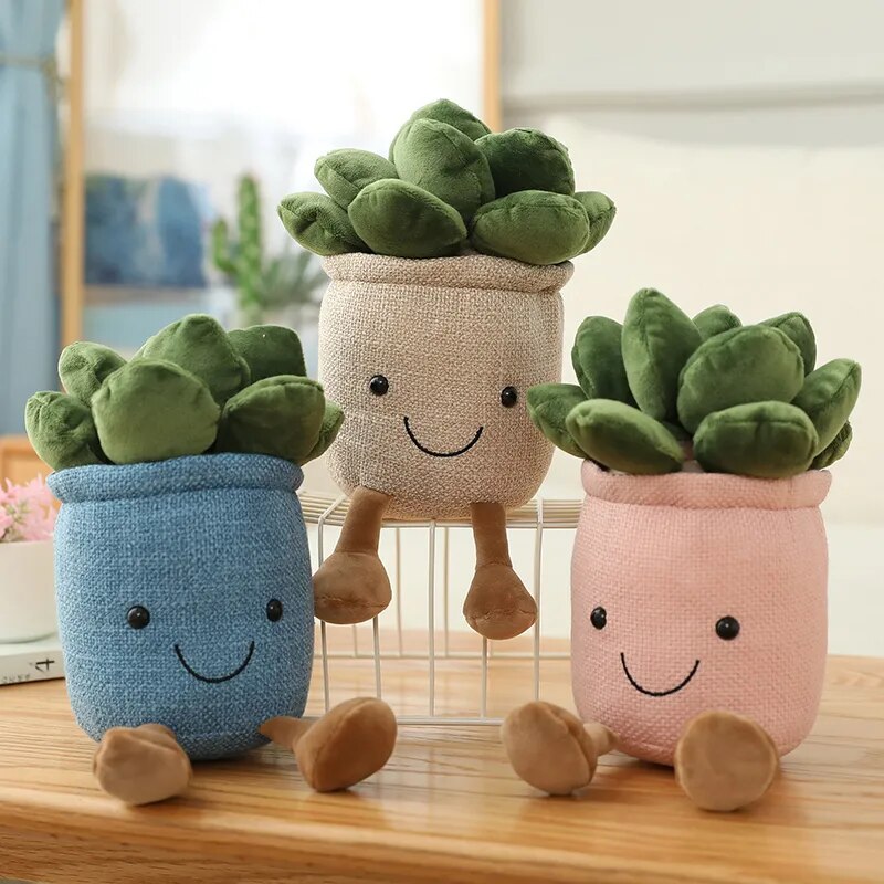 Lifelike Tulip Succulent Plants Plush Stuffed Toys Vrious Potted Flower Cactus  Bookshelf Home Living Room Decor For Girl Gift