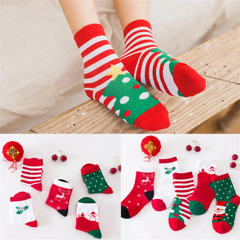 5Pairs/lot Christmas Kids Socks For Girls Boys Cotton Children's Socks Fashion Autumn Winter Baby Boy Girl Sock New Year Gift