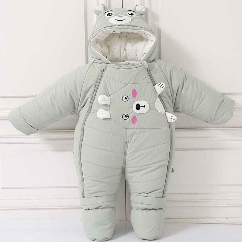 -30 degrees Russian Cartoon Winter Overalls Baby Jumpsuit Snow Wear Clothing