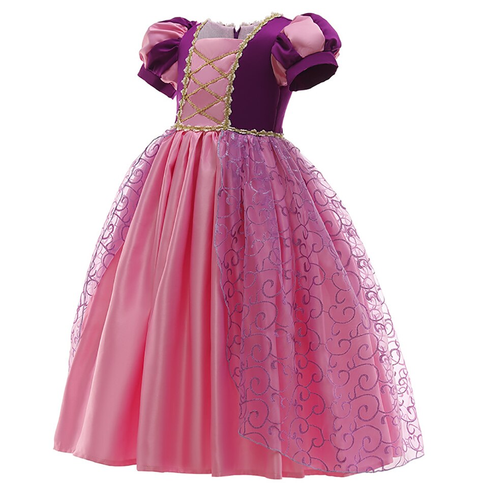 Rapunzel Princess Dress for Girls Puff Sleeve Birthday Party Tangled Cosplay Costumes