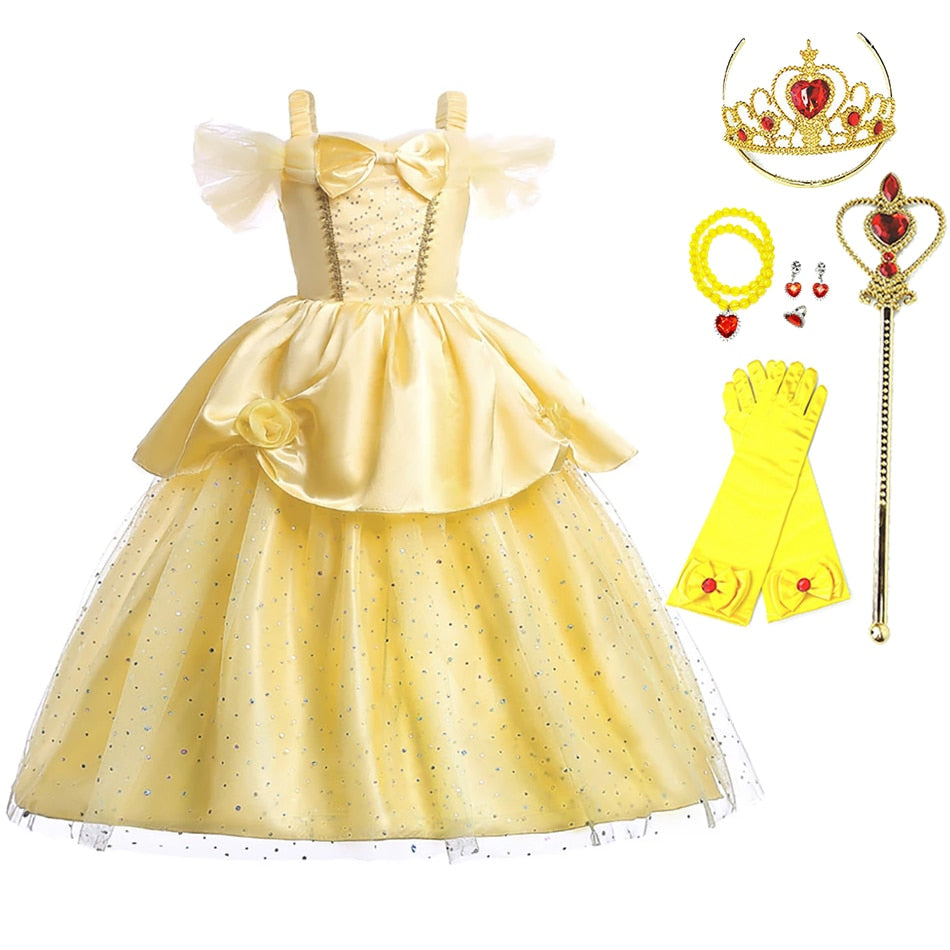 Kids Princess Dresses Girls Belle Party Costume