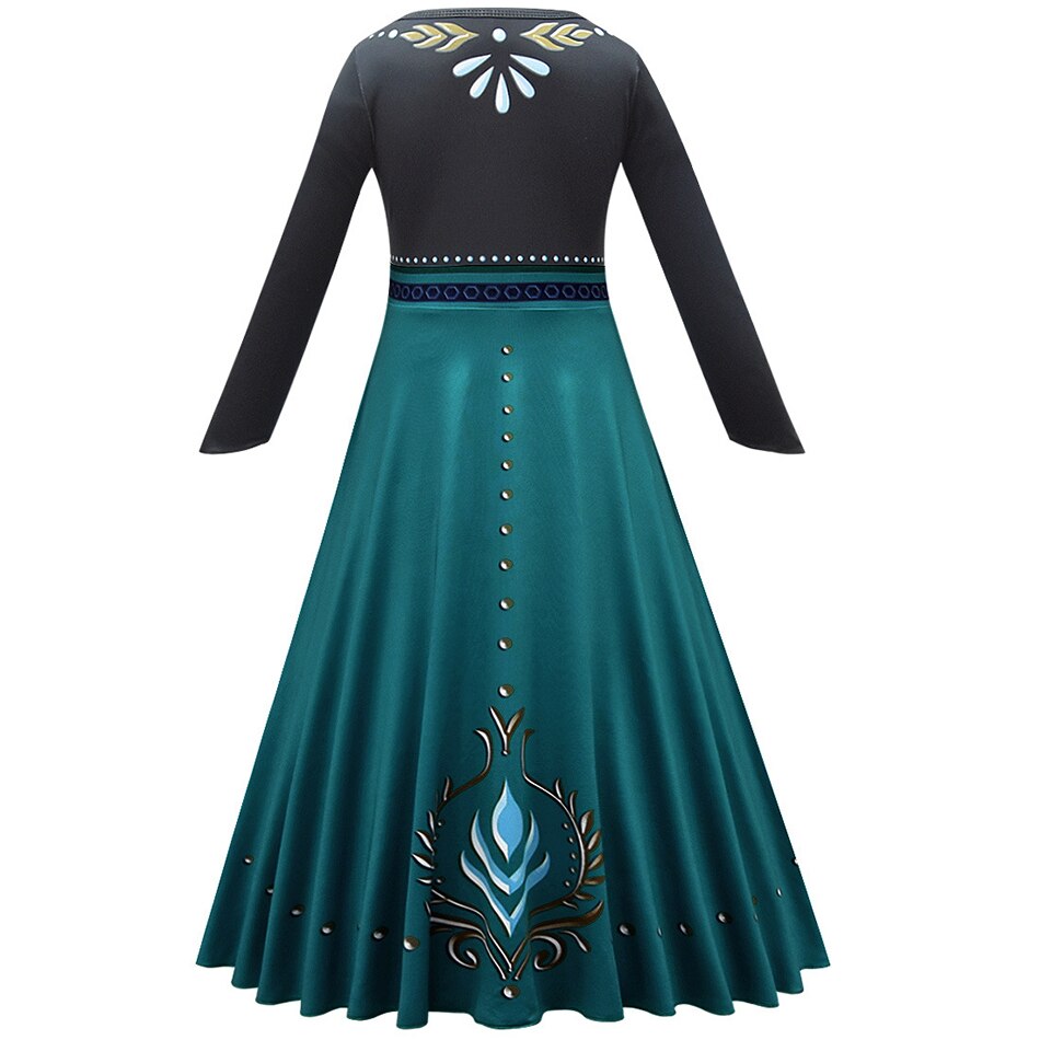 Disney Frozen Anna Elsa Princess Dress for Girls Long Sleeve Costume