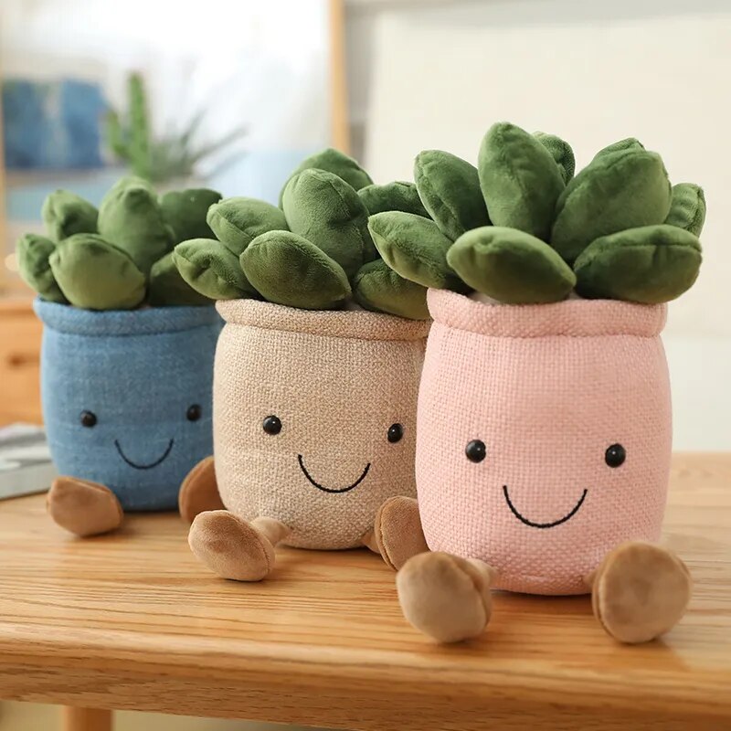 Lifelike Tulip Succulent Plants Plush Stuffed Toys Vrious Potted Flower Cactus  Bookshelf Home Living Room Decor For Girl Gift