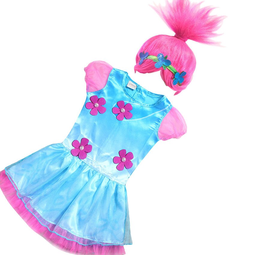 Baby Girls Dress Trolls Poppy Cosplay Costumes for Halloween