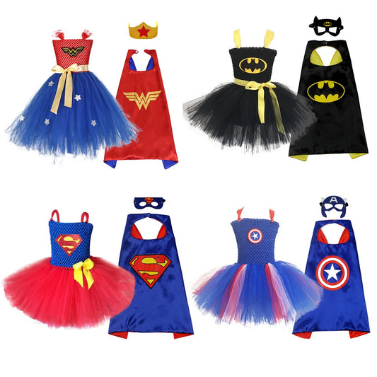 Wonder Girls Halloween Costumes for Girls Tutu Dress Super Hero Inspired Clothes Anime Cosplay Costume Birthday Party Clothing