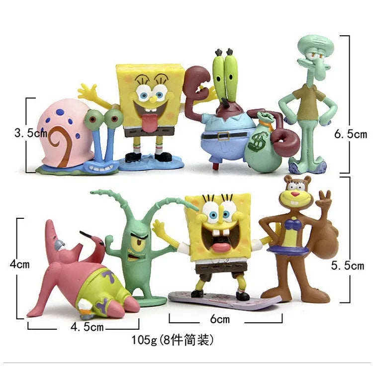 8pcs TAKARA TOMY Kawaii Patrick Star pvc Model  Action Figure Dolls Vinyl Classic Toys for Kids Birthday New Gifts