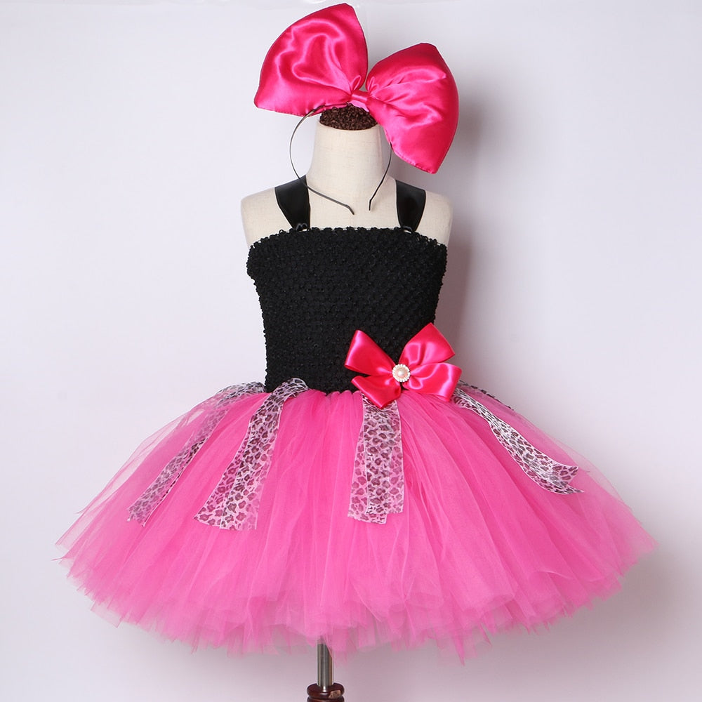 Lol Girls Tutu Dress Bow Leopard Cute Girl Birthday Party Tulle Princess Dress Kids Carnival Halloween Lol Dolls Cosplay Costume