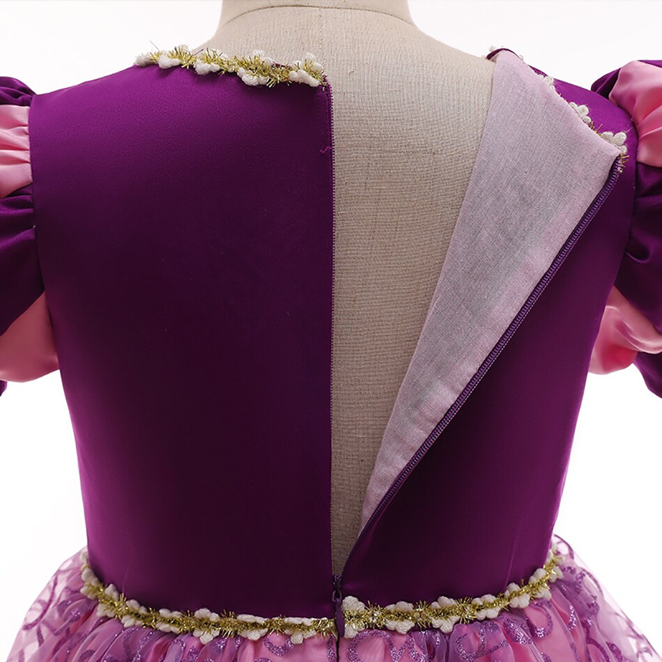 Rapunzel Princess Dress for Girls Puff Sleeve Birthday Party Tangled Cosplay Costumes