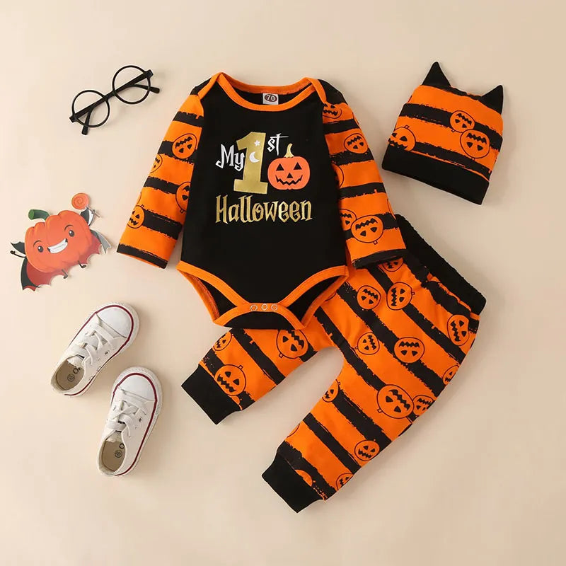 My First Halloween Baby Clothes For Newborns Baby Romper Autumn Winter Boy/Girl Clothes Long Sleeve Infant Halloween Costume Set